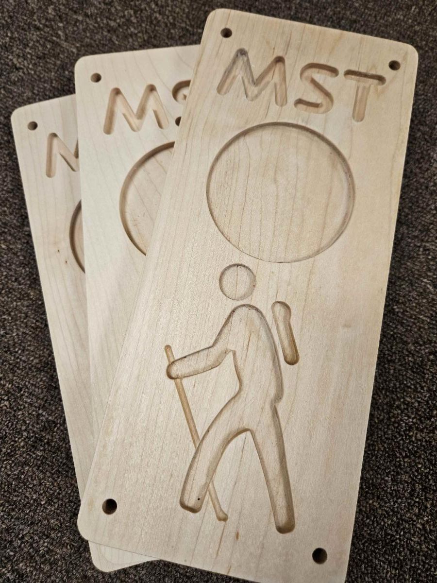 limited-edition, wooden MST trail sign